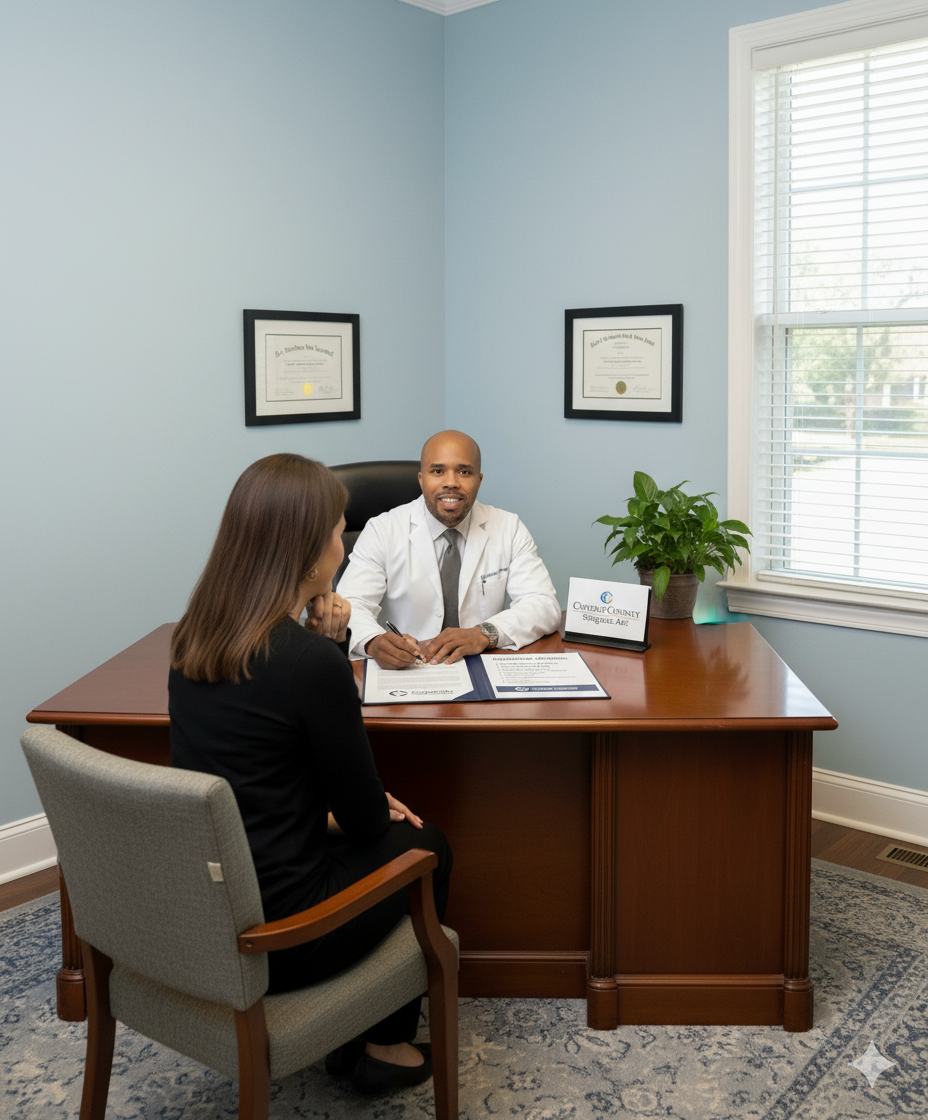 Insurance consultation at Charles County Surgical Arts